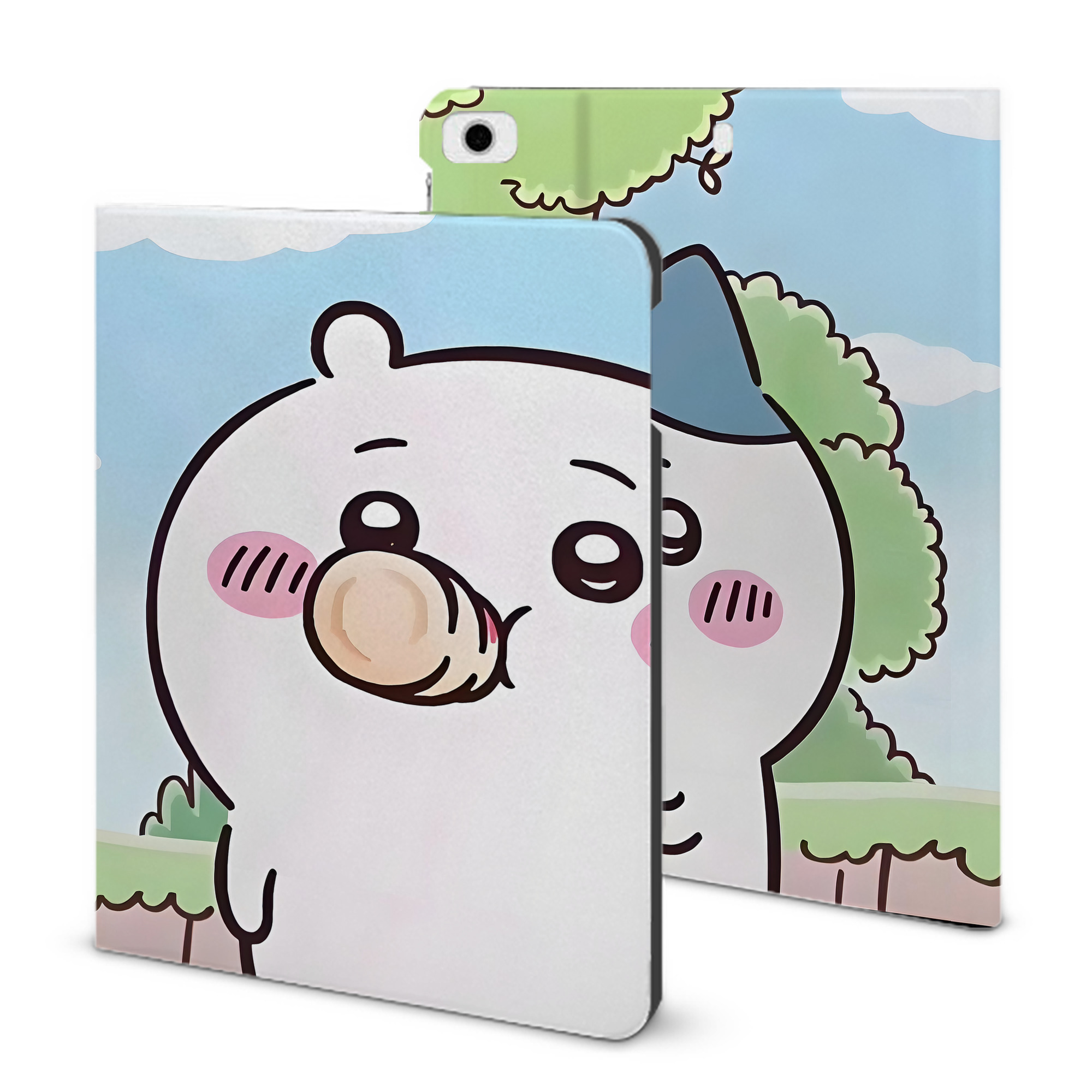 （画像用） ちいかわ Chii-kawa IPad ケース ブック型 PUレザー TPU 耐衝撃 軽量 薄型 ペン収納なし 全面保護 IPad 各モデル対応